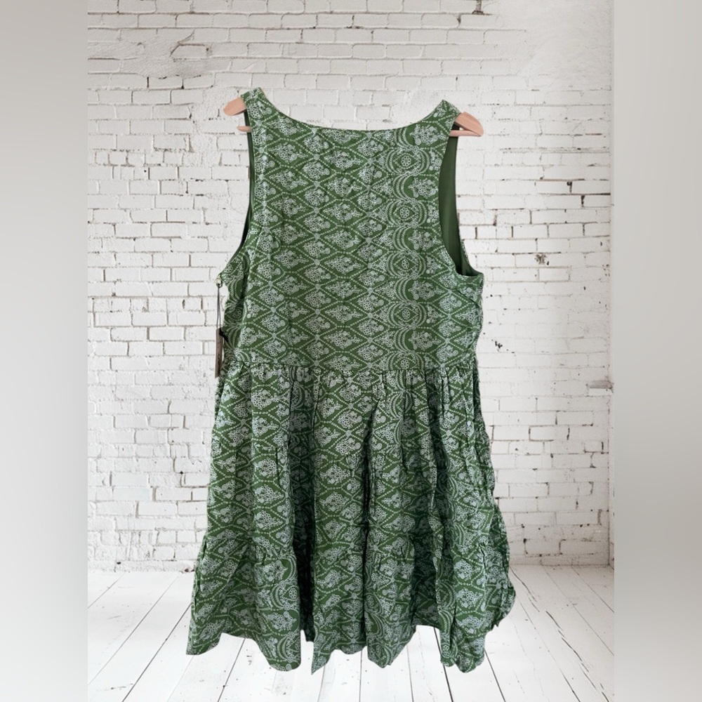 Sincerely Jules Boho Green Patterned Sleeveless Mini Dress Size Large NWT - Picture 4 of 4